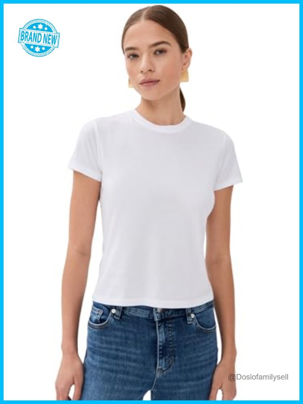 FRAME The Baby Tee 100% Cotton Crew Neck Short Sleeve T-Shirt